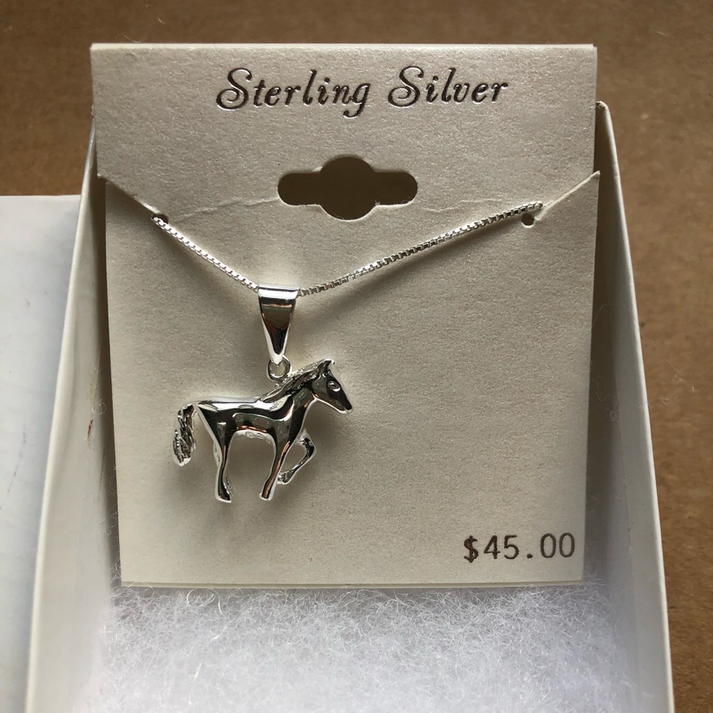 New Sterling Silver Horse Necklace